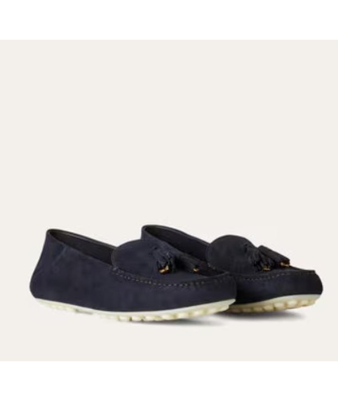 LORO PIANA Темно-синие замшевые мокасины, фото 2