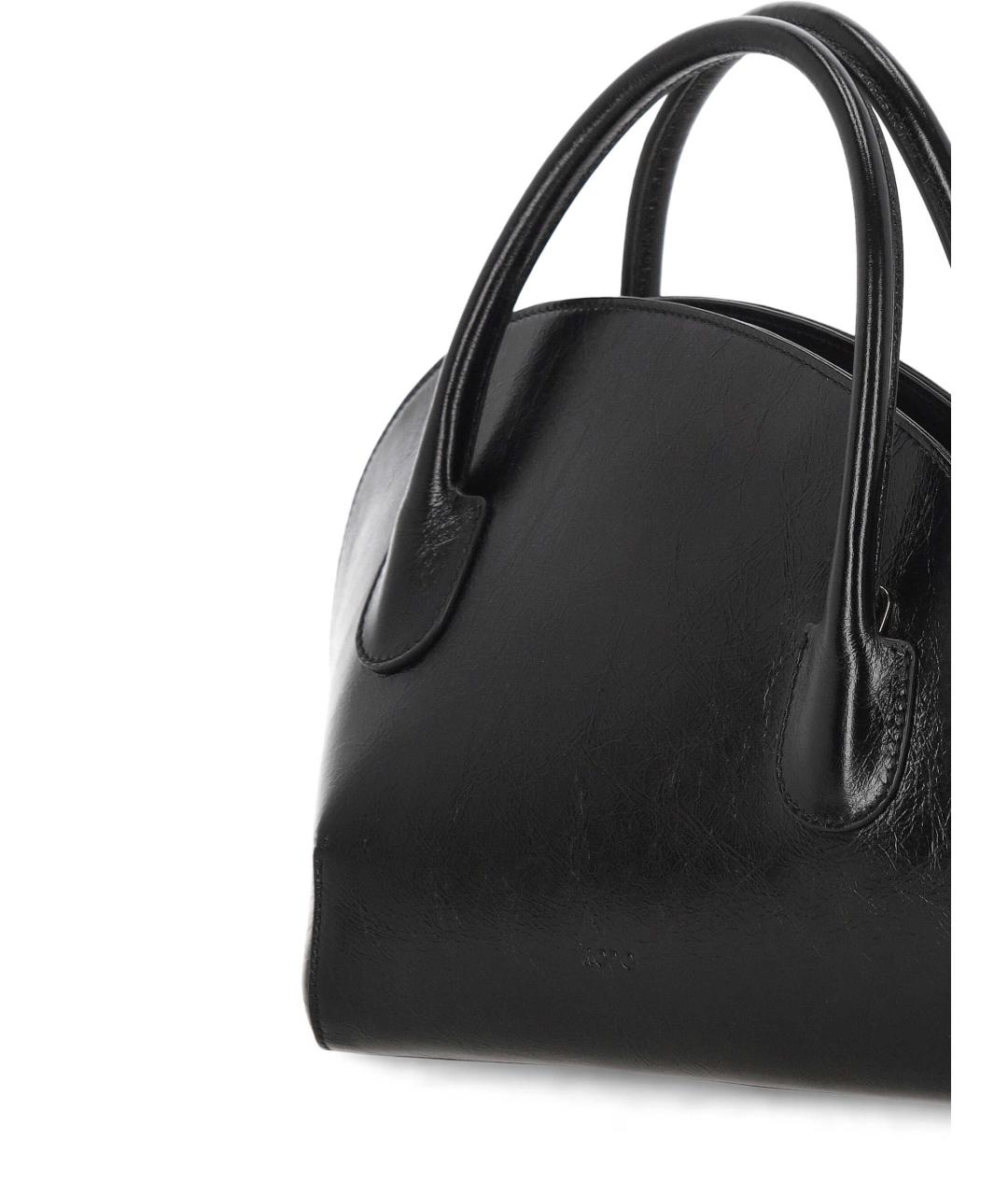 rodo Черная кожаная сумка с короткими ручками, фото 4