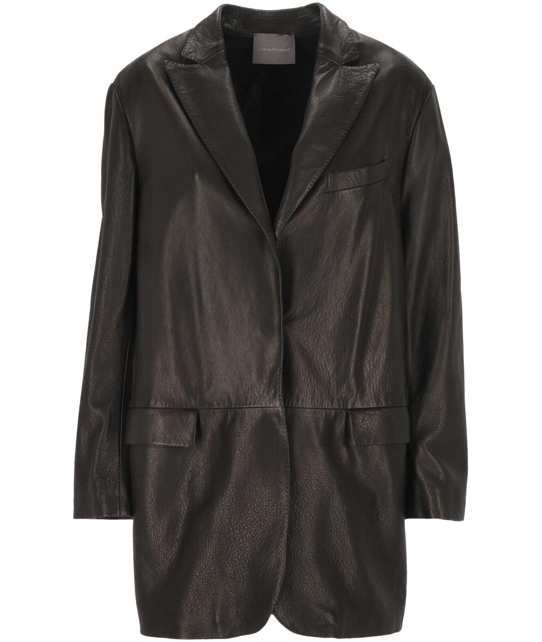 LORENA ANTONIAZZI Черный кожаный жакет/пиджак, фото 1