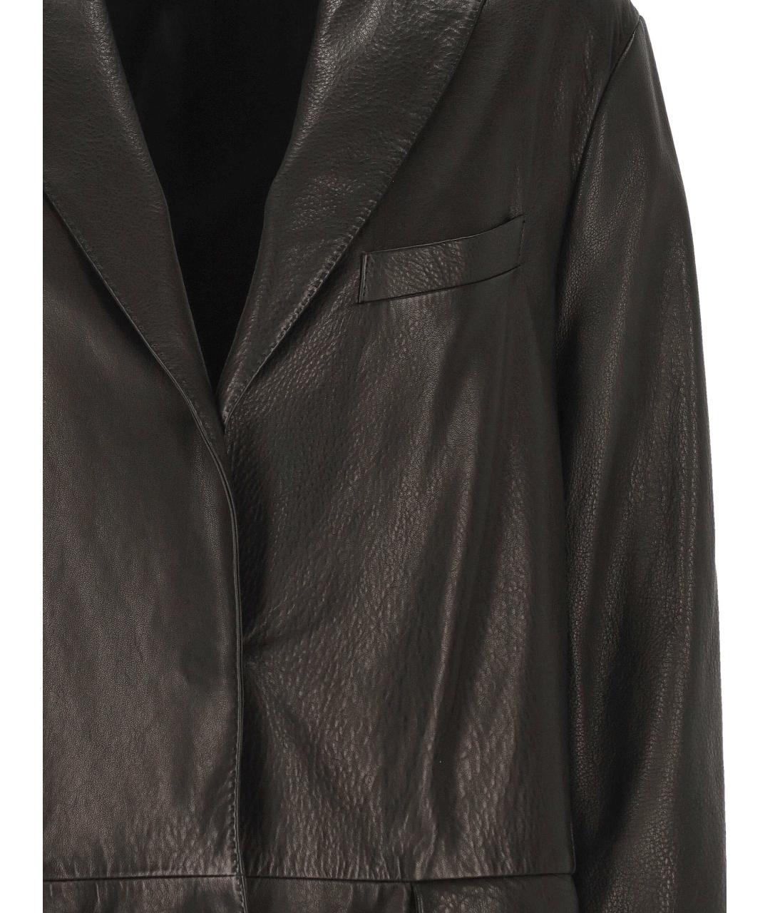 LORENA ANTONIAZZI Черный кожаный жакет/пиджак, фото 2