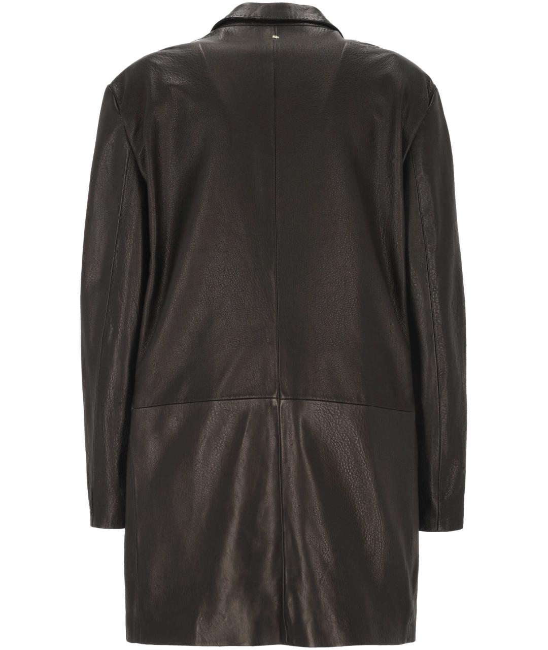 LORENA ANTONIAZZI Черный кожаный жакет/пиджак, фото 3