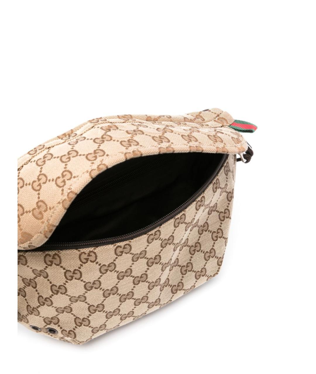 GUCCI Бежевая тканевая поясная сумка, фото 3