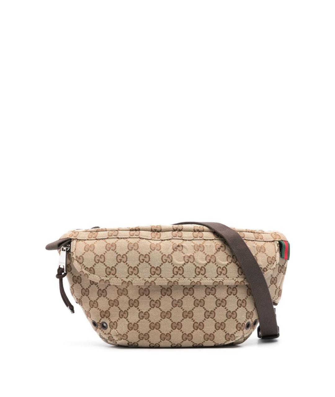 GUCCI Бежевая тканевая поясная сумка, фото 1