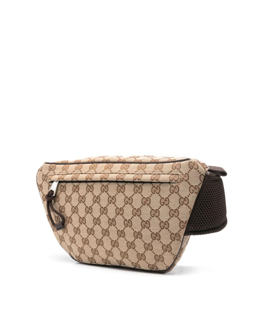 GUCCI Бежевая тканевая поясная сумка, фото 2