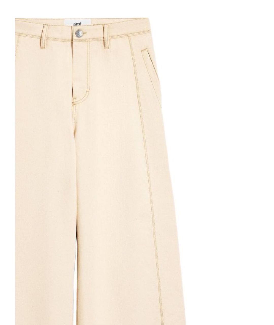 Ami Paris Бежевые хлопковые прямые джинсы, фото 2