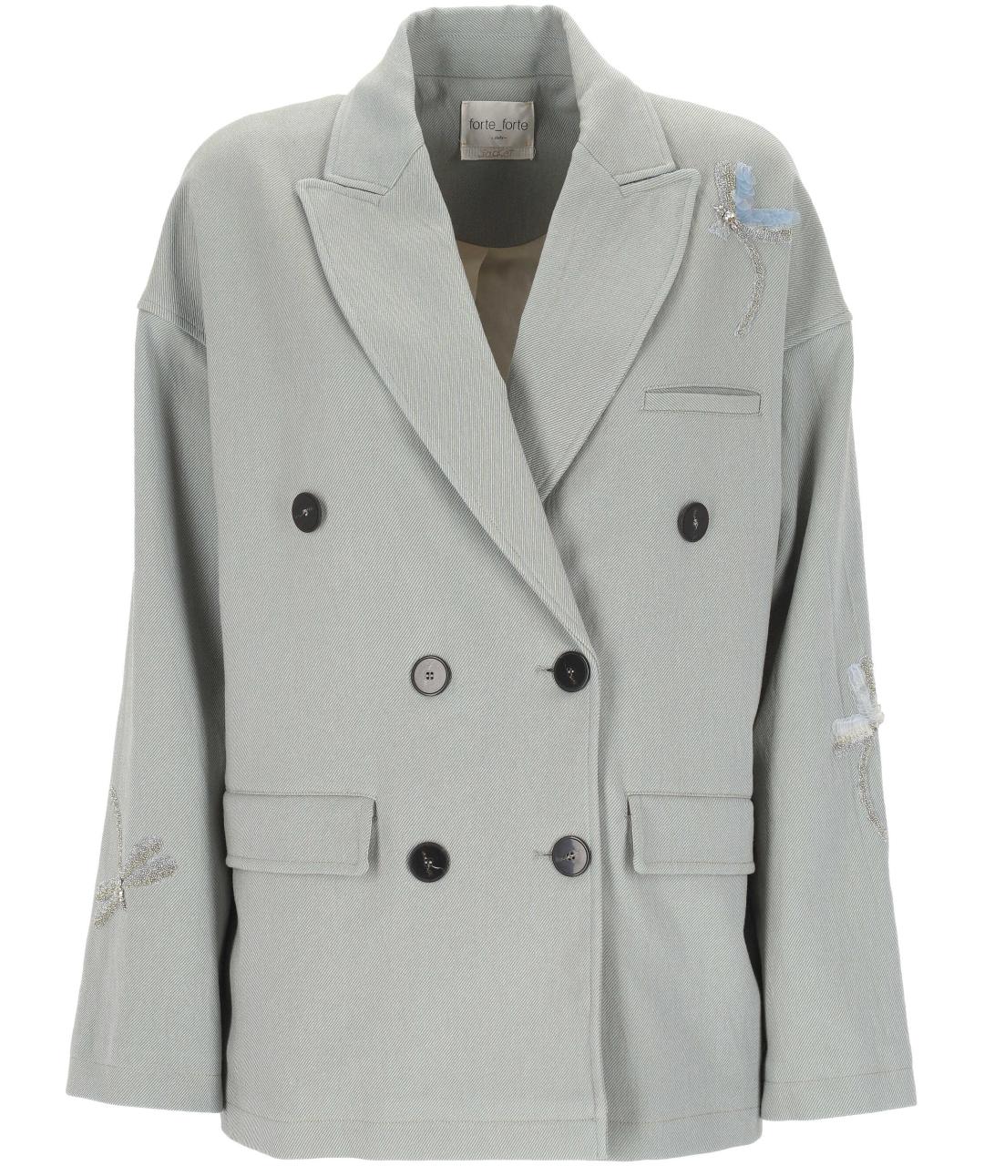 FORTE FORTE Серый хлопковый жакет/пиджак, фото 1