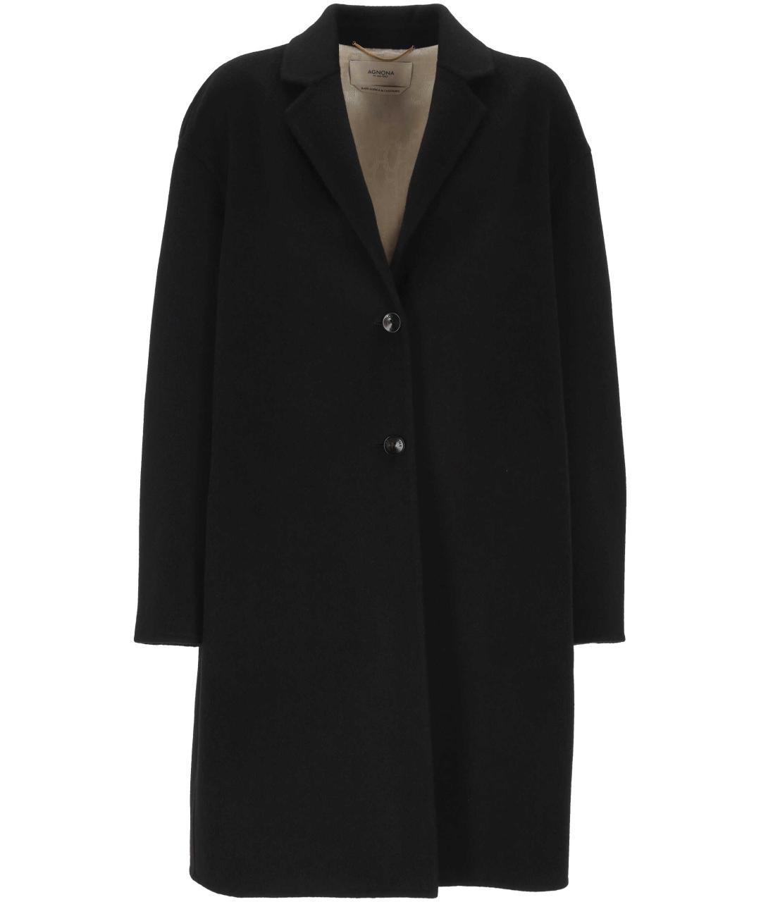 AGNONA Черное шерстяное пальто, фото 1