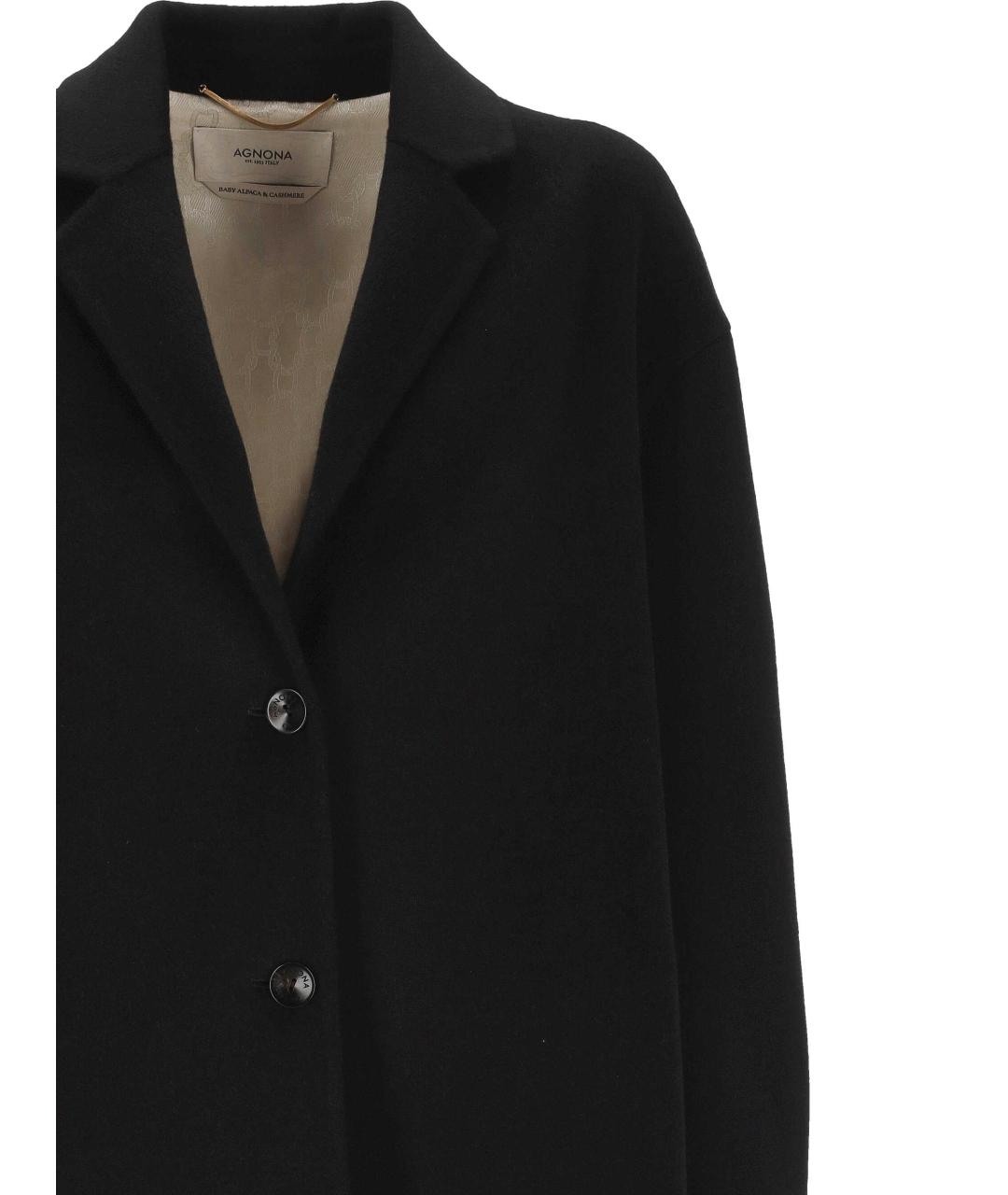 AGNONA Черное шерстяное пальто, фото 2