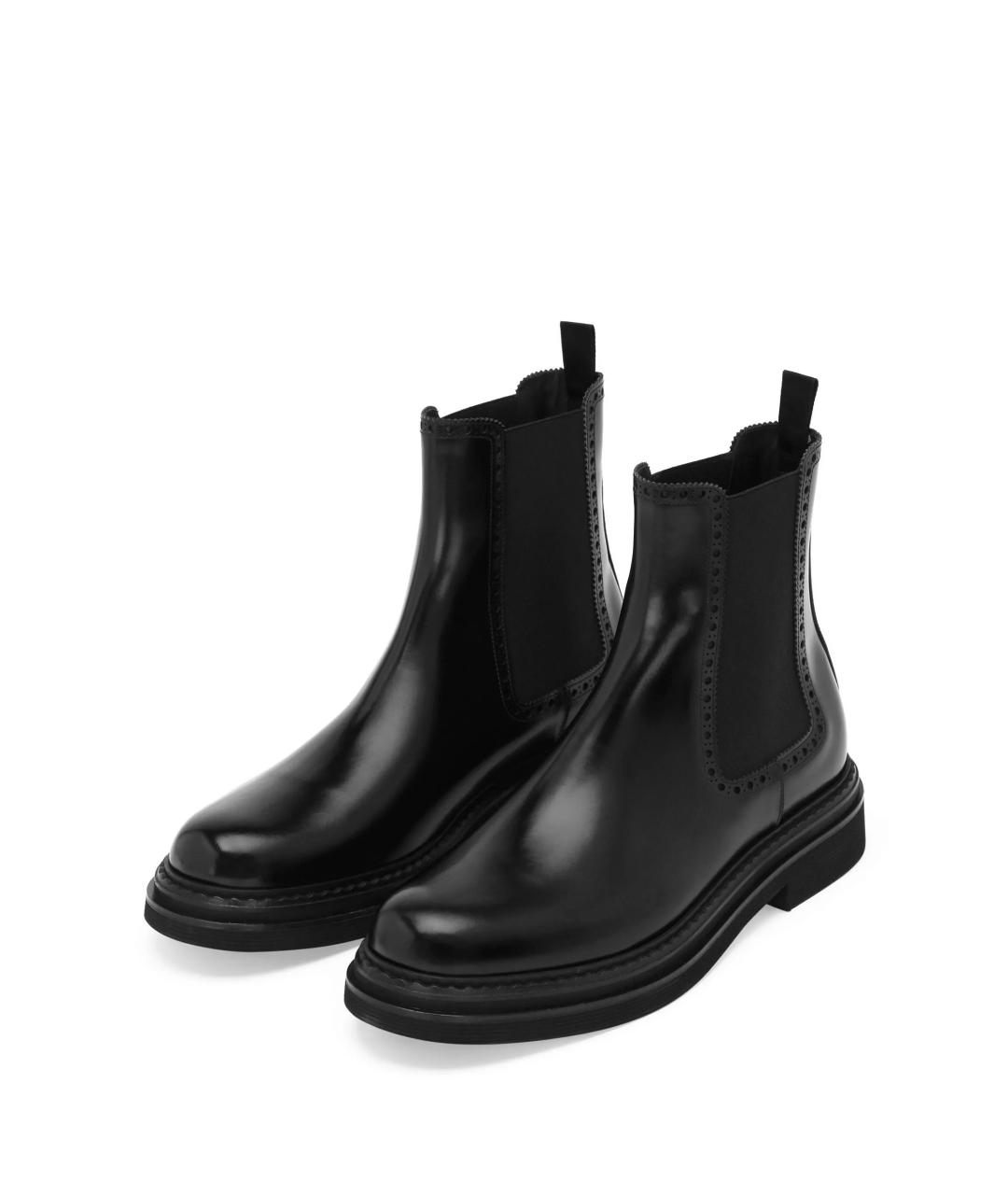 DOLCE&GABBANA Черные кожаные низкие ботинки, фото 3
