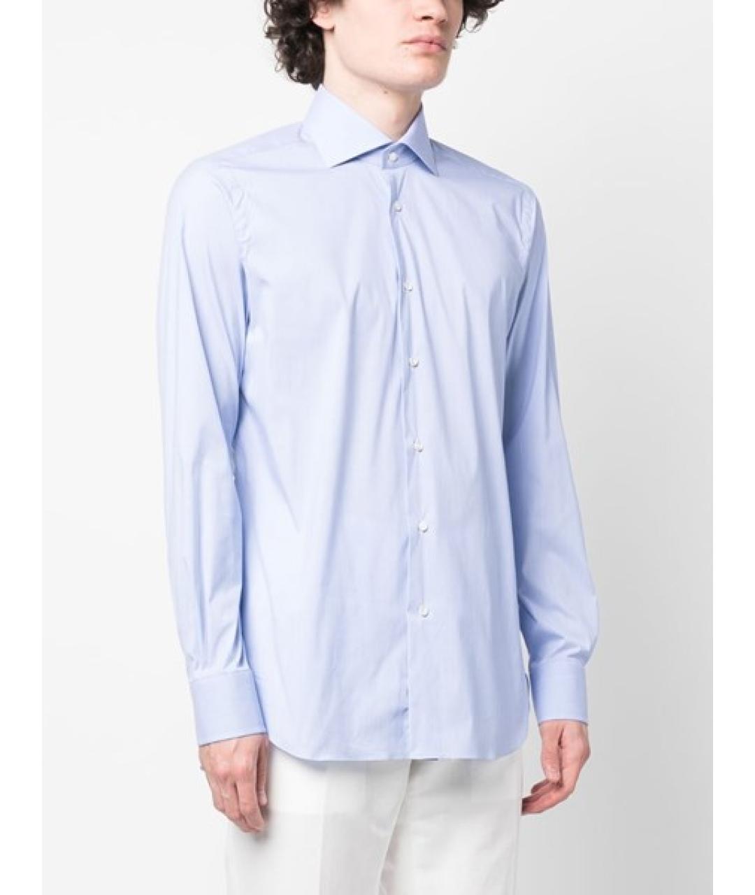 BARBA Голубая хлопковая классическая рубашка, фото 3
