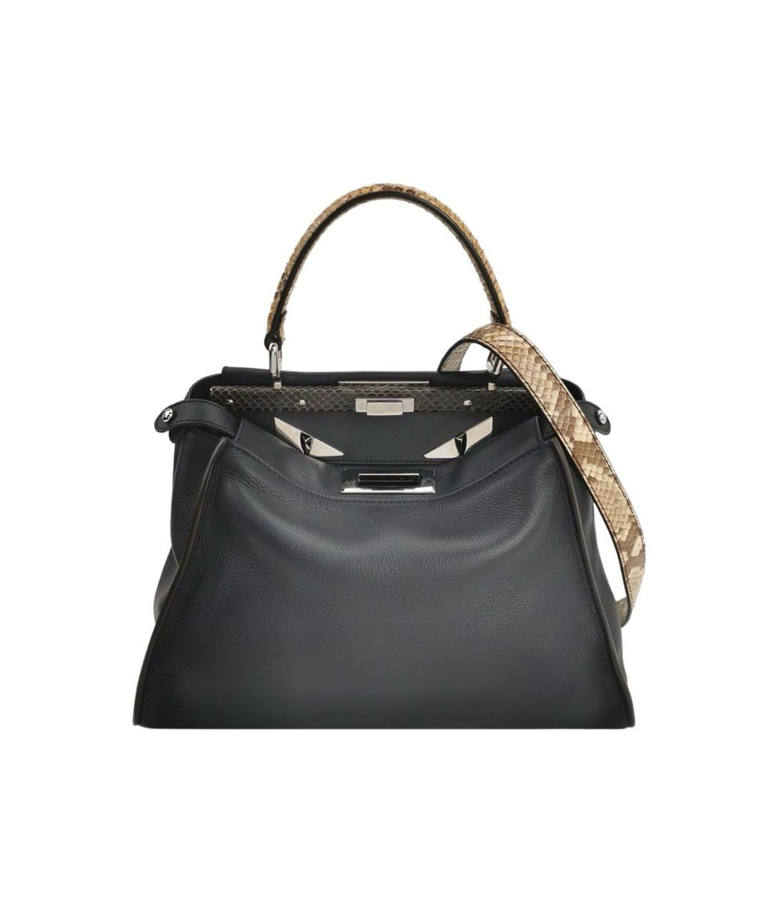 FENDI Черная кожаная сумка тоут, фото 9