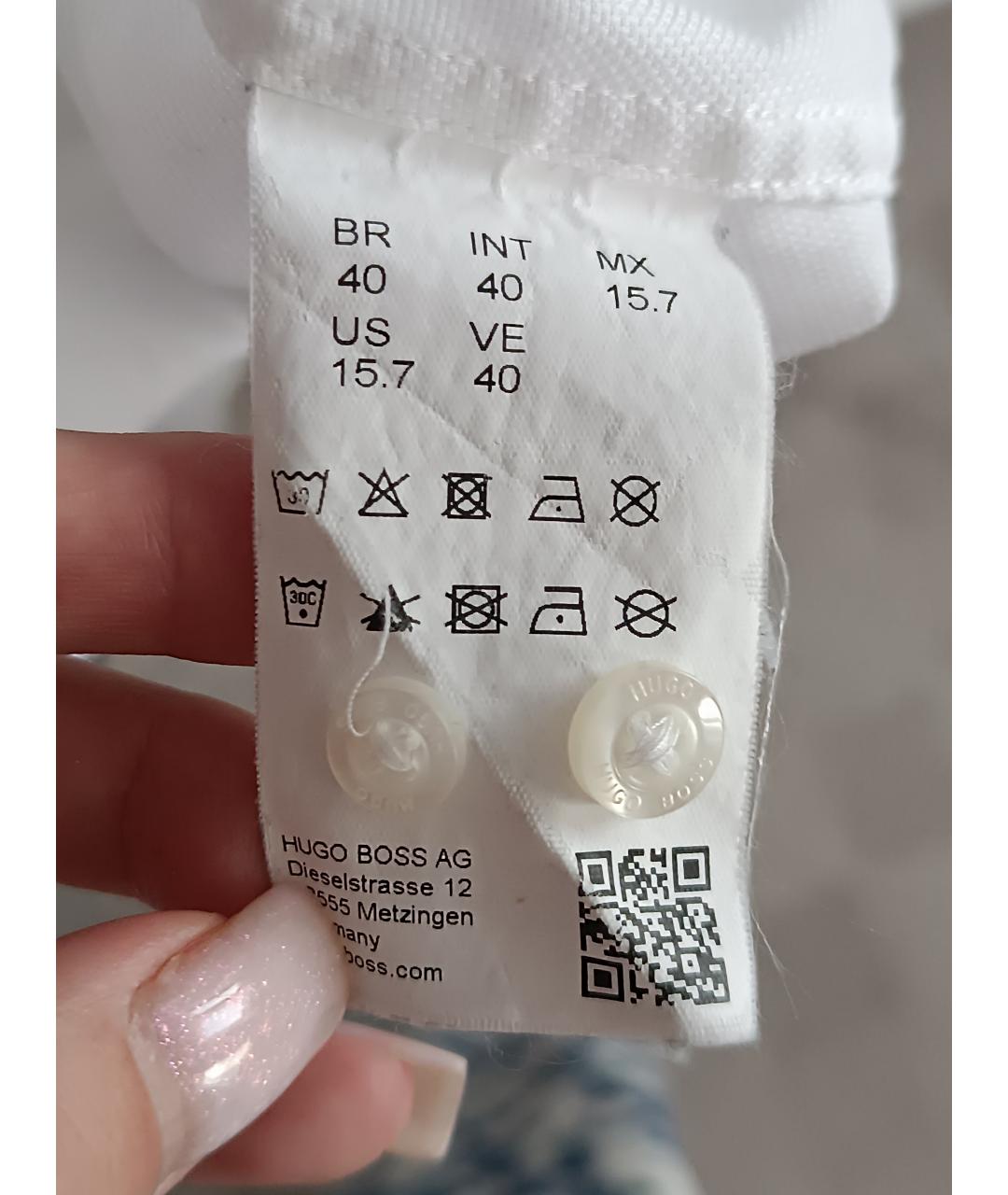 HUGO BOSS Белая хлопковая классическая рубашка, фото 5