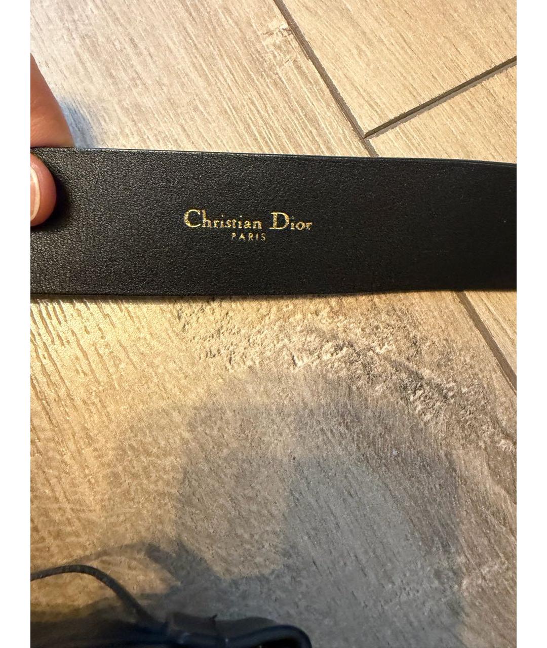 CHRISTIAN DIOR Черный кожаный ремень, фото 4