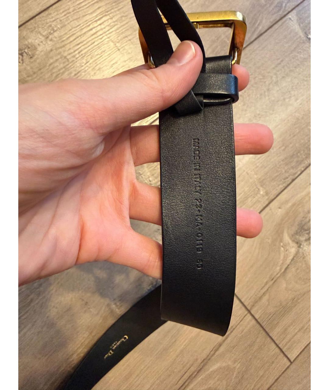 CHRISTIAN DIOR Черный кожаный ремень, фото 3