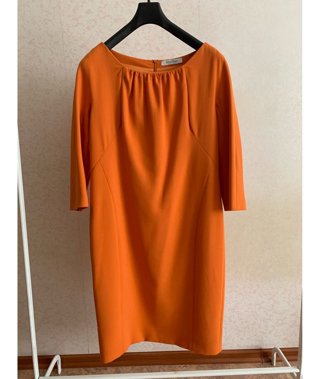 'S MAX MARA Оранжевое шерстяное повседневное платье, фото 5