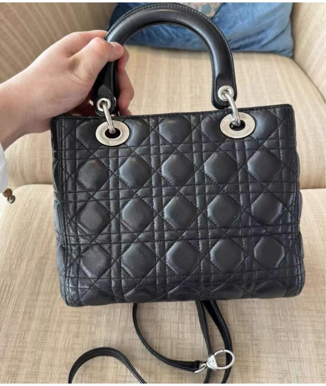 CHRISTIAN DIOR Черная кожаная сумка с короткими ручками, фото 4