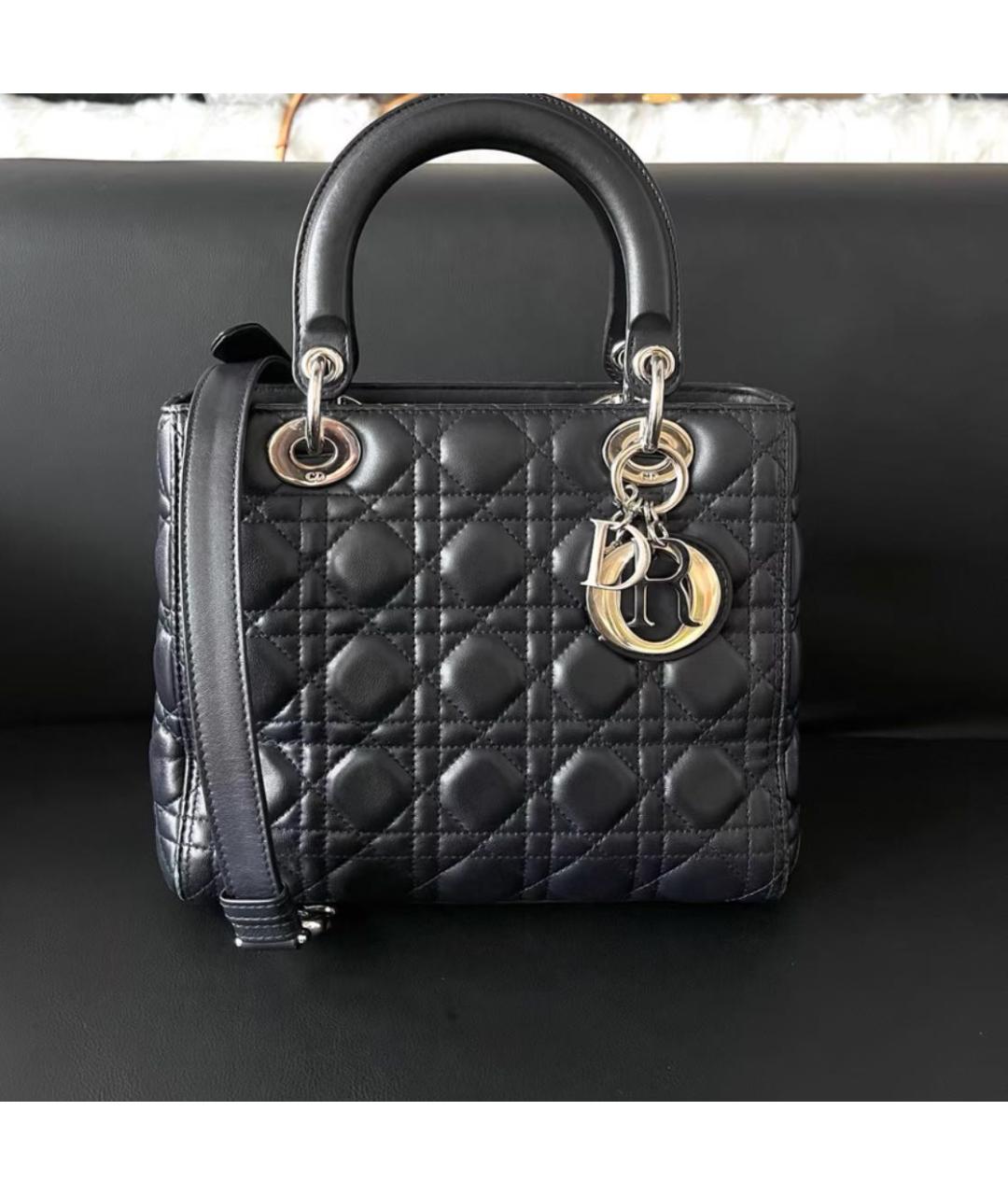 CHRISTIAN DIOR Черная кожаная сумка с короткими ручками, фото 2