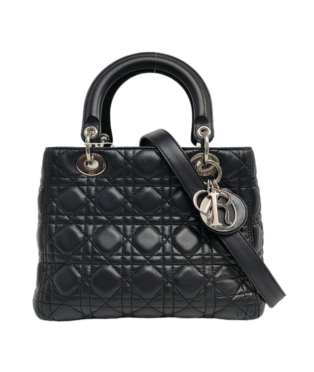 CHRISTIAN DIOR Черная кожаная сумка с короткими ручками, фото 1