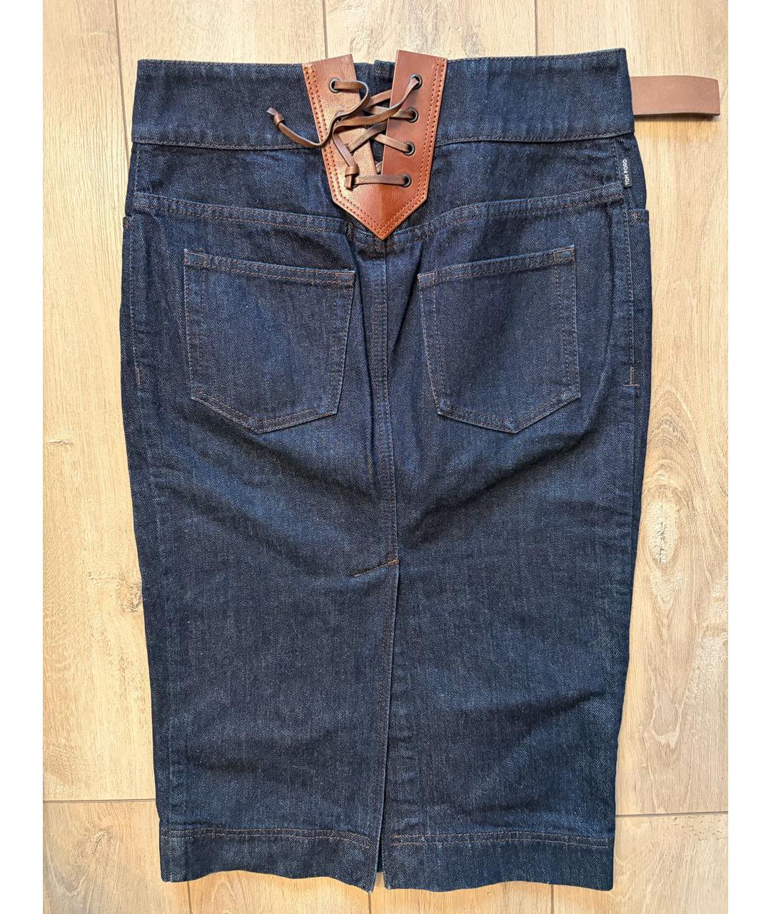 TOM FORD Темно-синяя деним юбка миди, фото 2