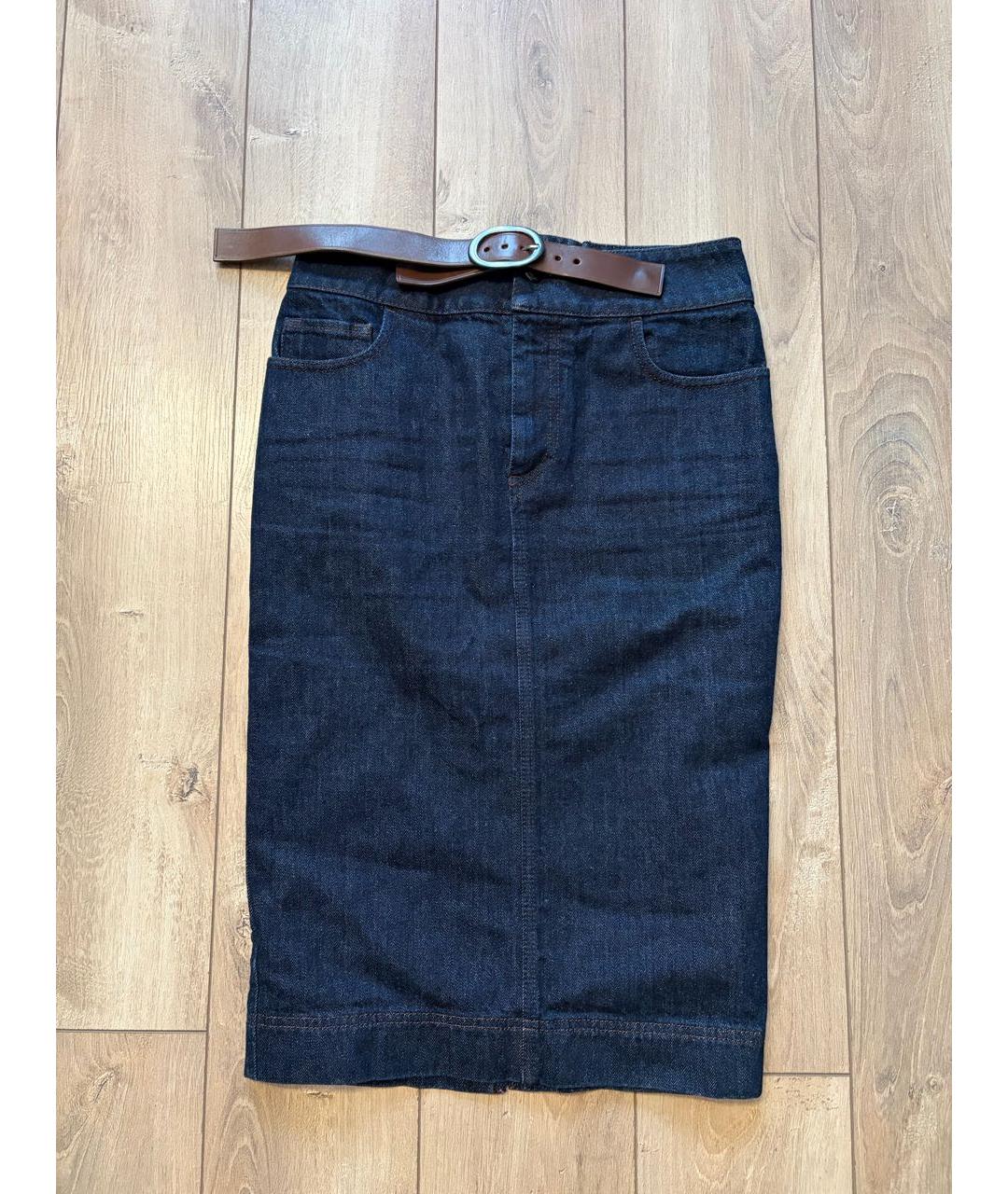 TOM FORD Темно-синяя деним юбка миди, фото 6