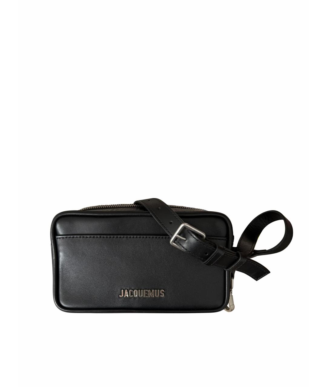 JACQUEMUS Черная кожаная сумка на плечо, фото 1