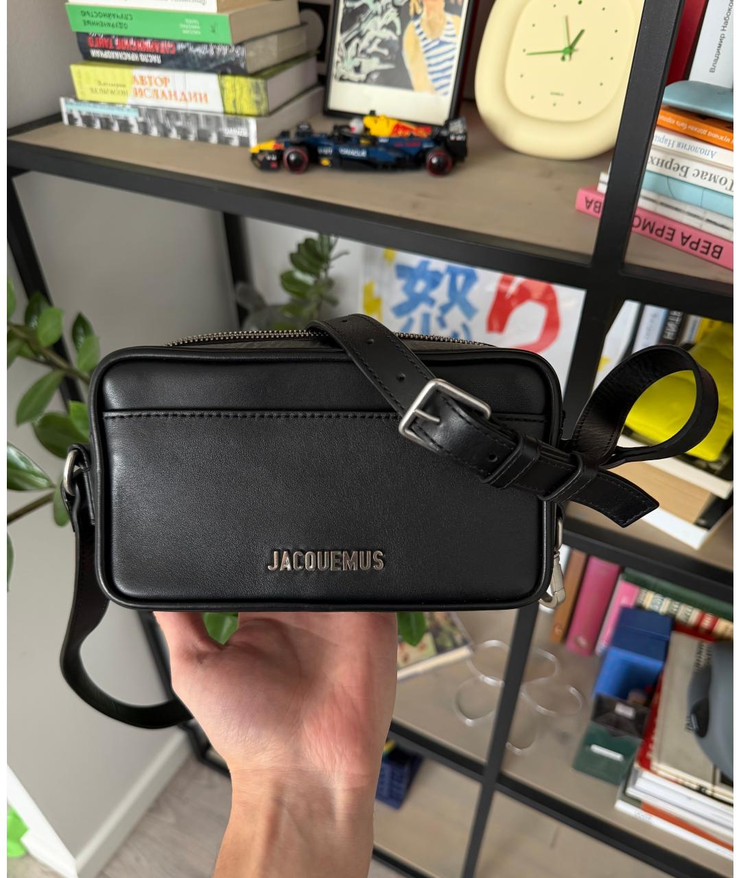 JACQUEMUS Черная кожаная сумка на плечо, фото 10