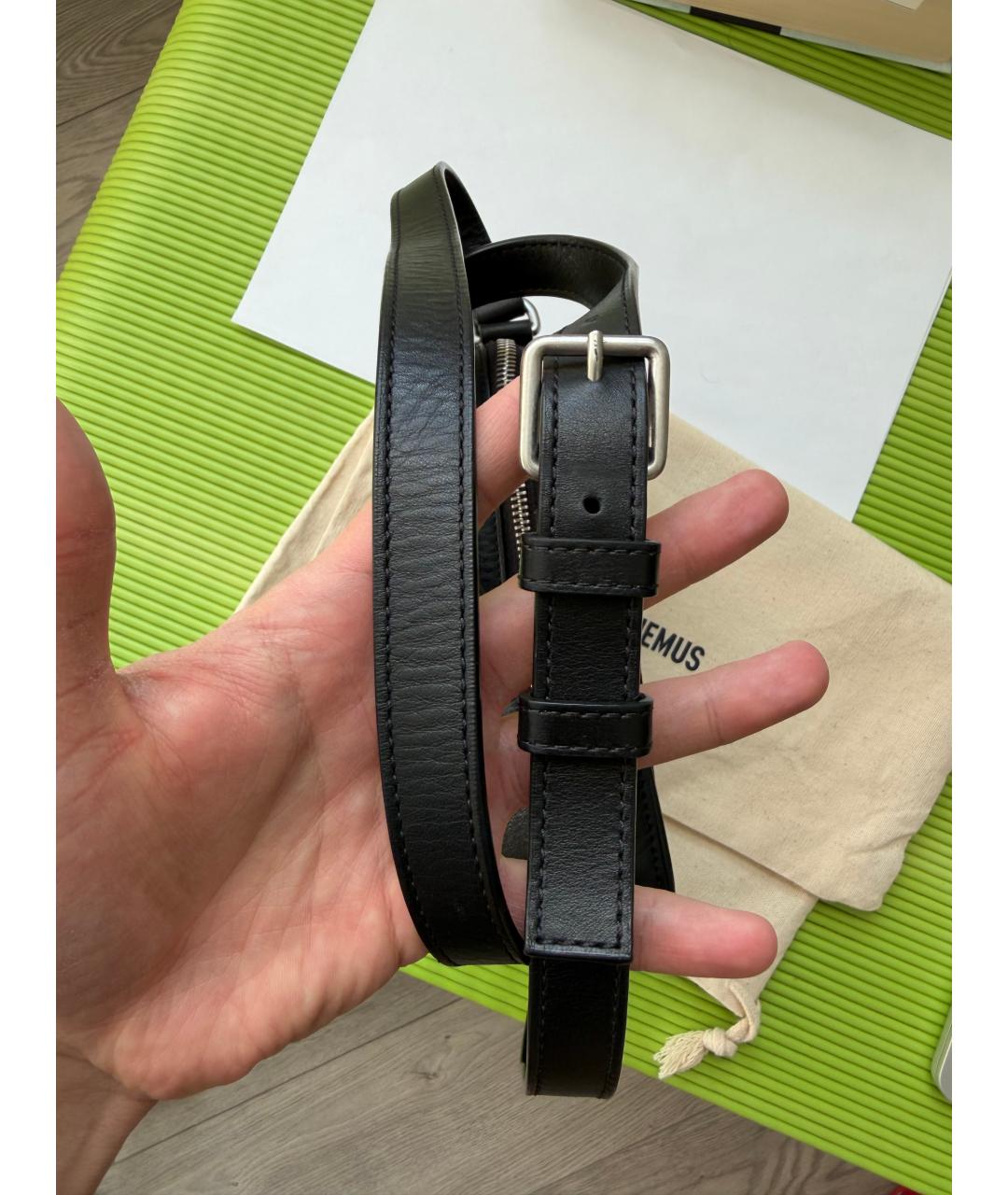 JACQUEMUS Черная кожаная сумка на плечо, фото 8