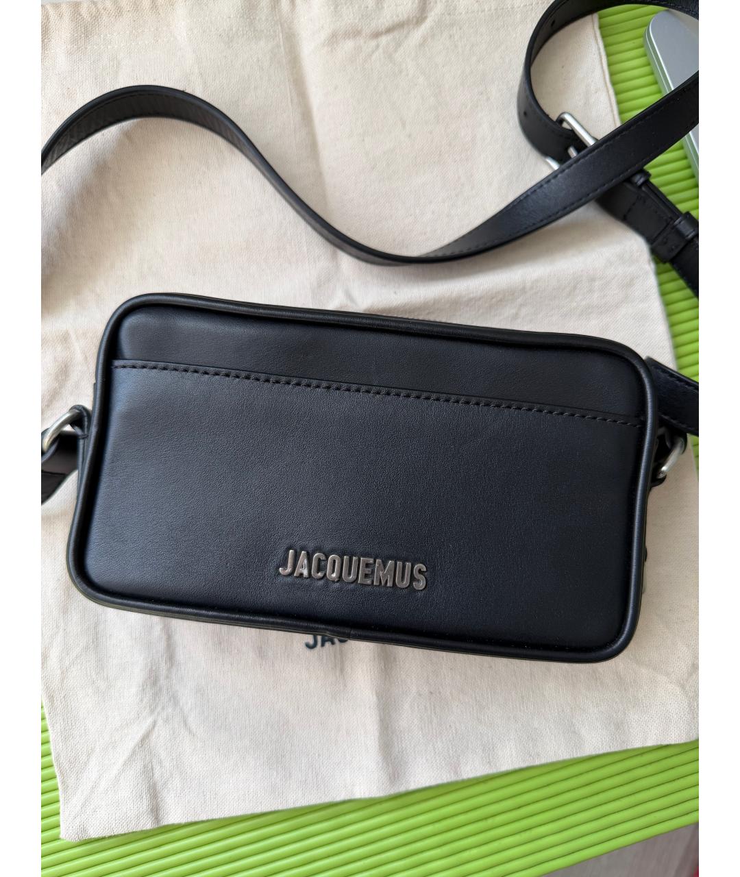 JACQUEMUS Черная кожаная сумка на плечо, фото 2