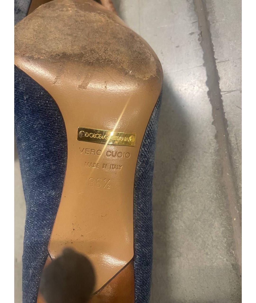 DOLCE&GABBANA Синие текстильные туфли, фото 3