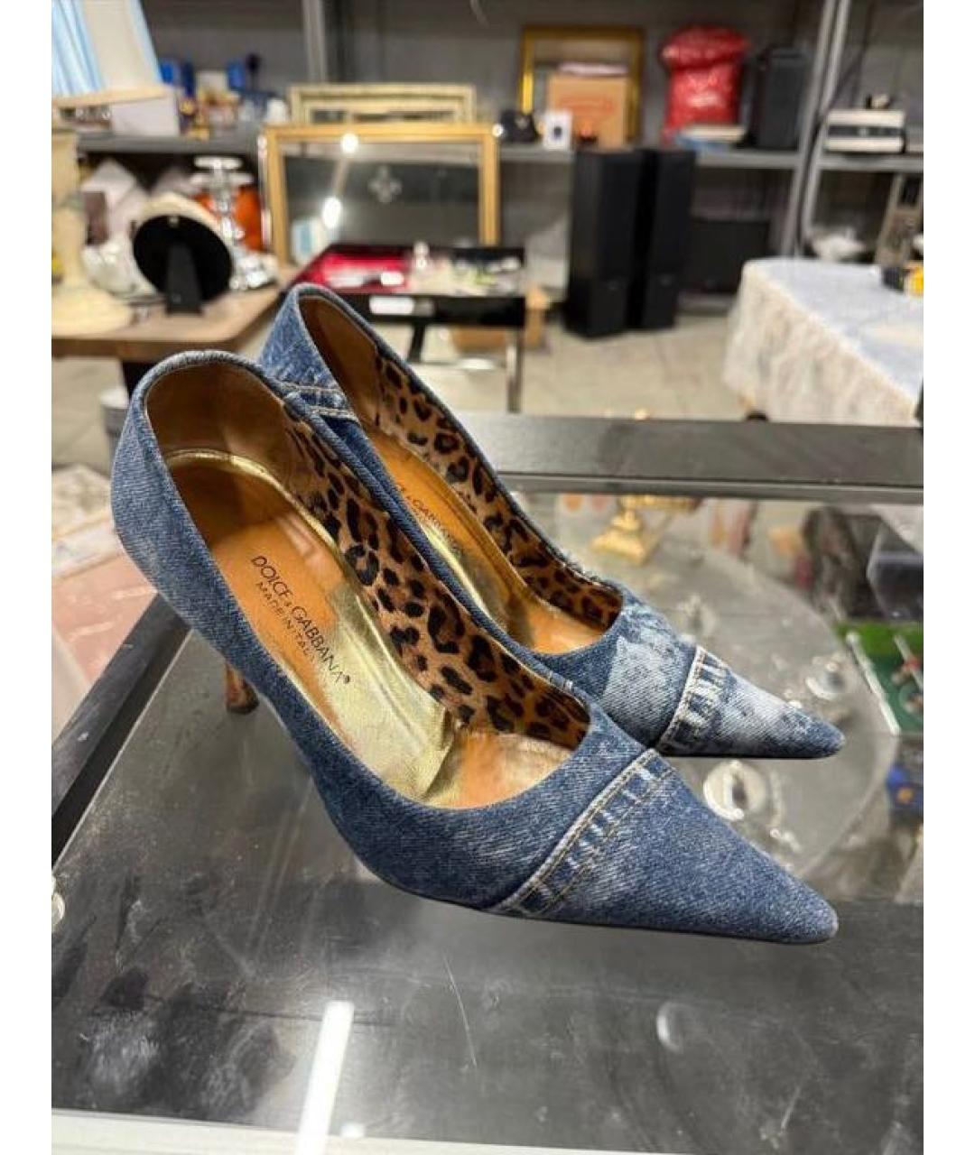 DOLCE&GABBANA Синие текстильные туфли, фото 4