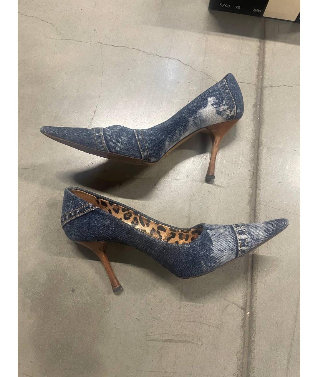 DOLCE&GABBANA Синие текстильные туфли, фото 5