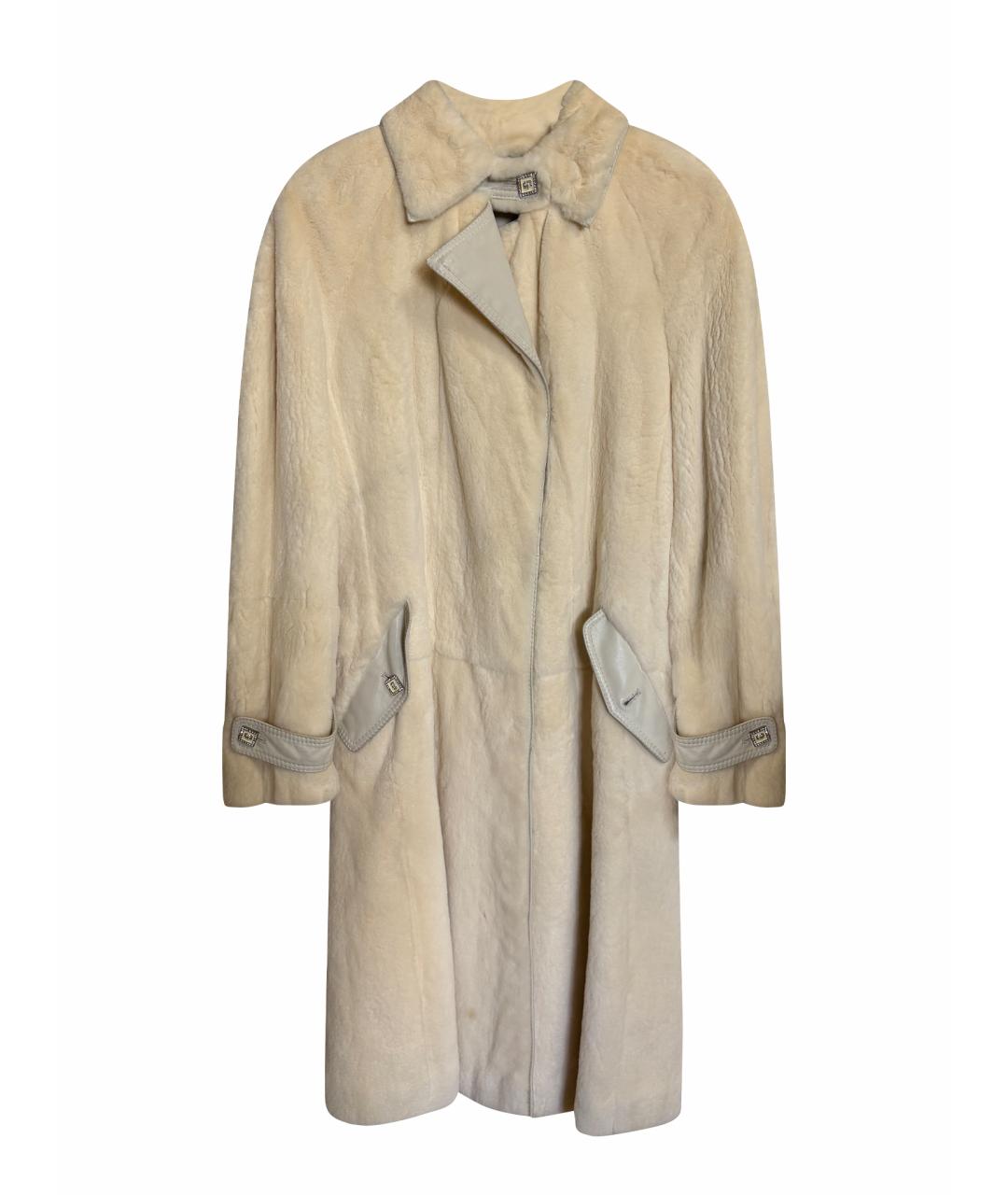 GUCCI Белая меховая шуба, фото 1