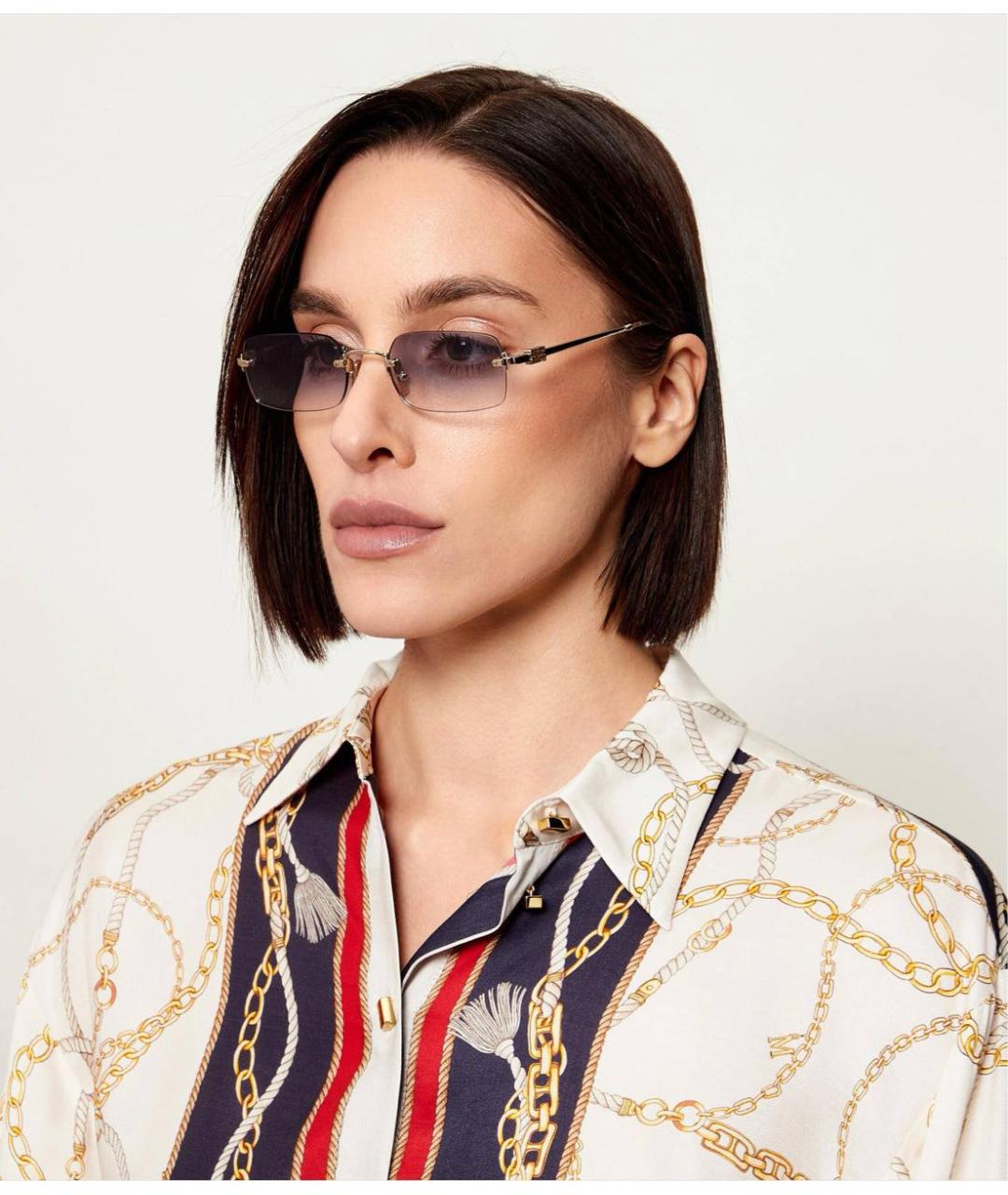 MIU MIU Голубые металлические солнцезащитные очки, фото 5