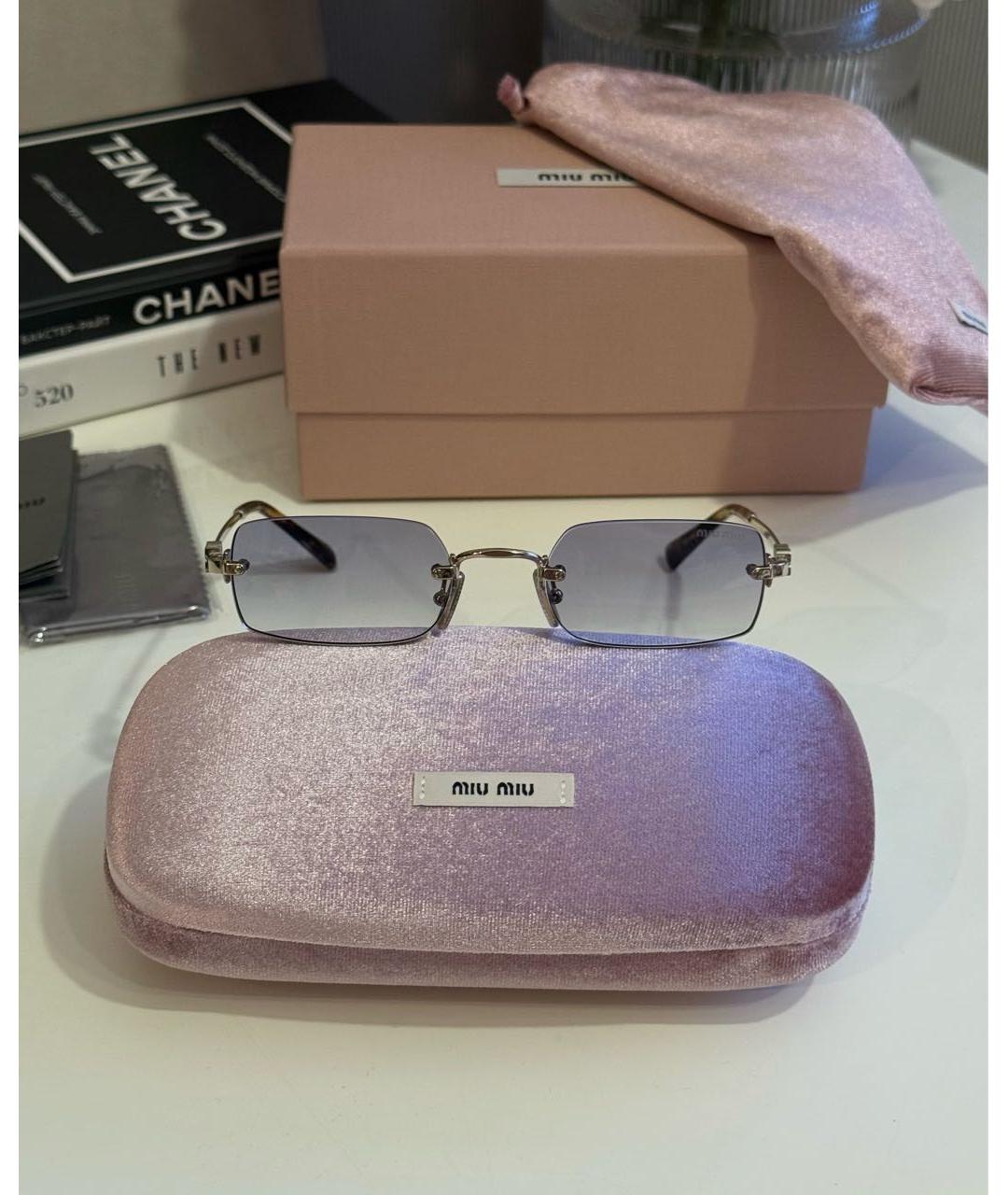 MIU MIU Голубые металлические солнцезащитные очки, фото 3