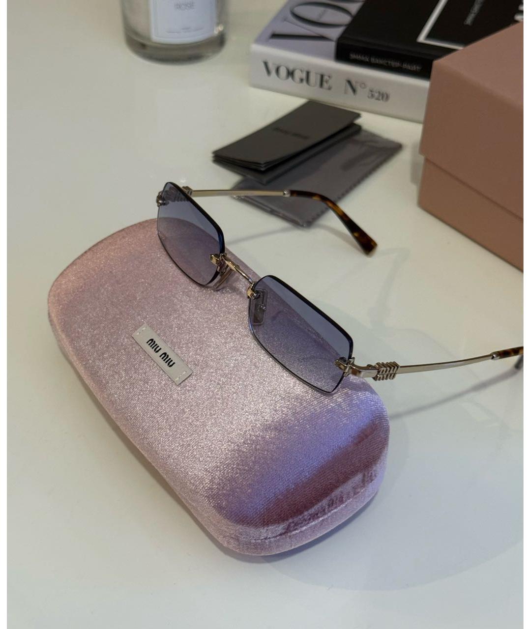 MIU MIU Голубые металлические солнцезащитные очки, фото 4