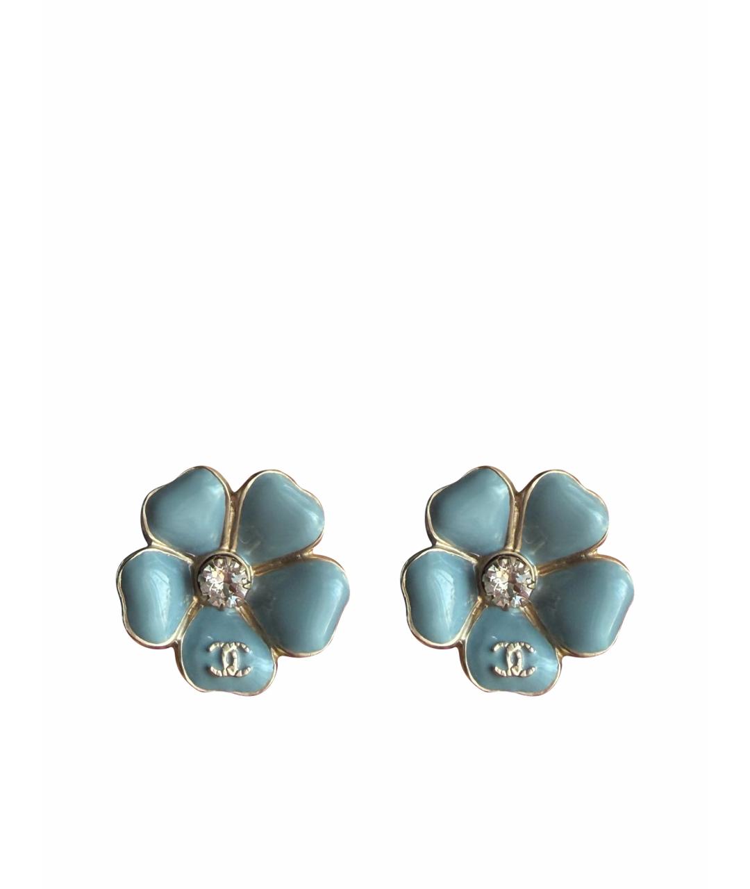 CHANEL Голубые пластиковые серьги, фото 1