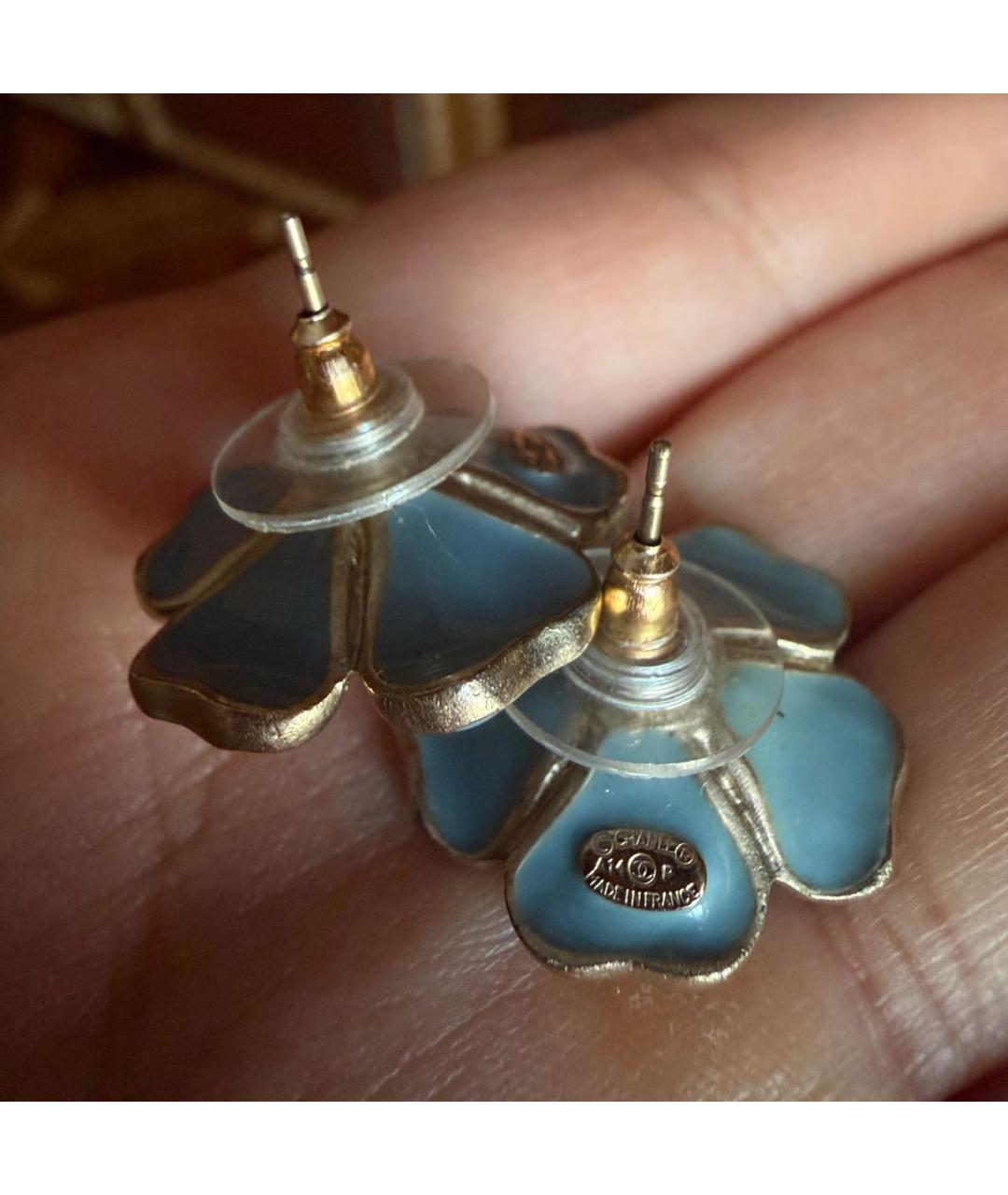 CHANEL Голубые пластиковые серьги, фото 4
