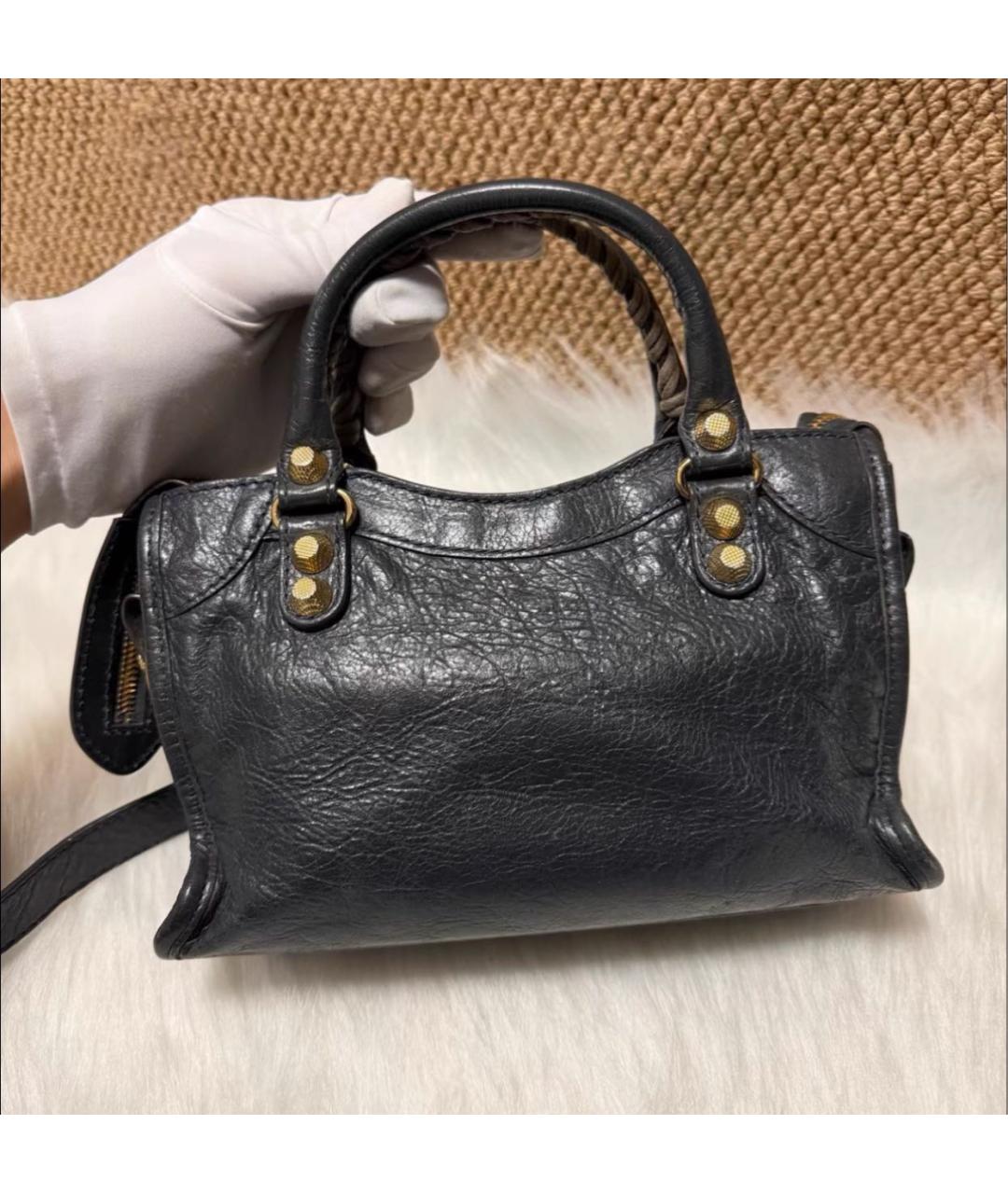 BALENCIAGA Черная кожаная сумка с короткими ручками, фото 3