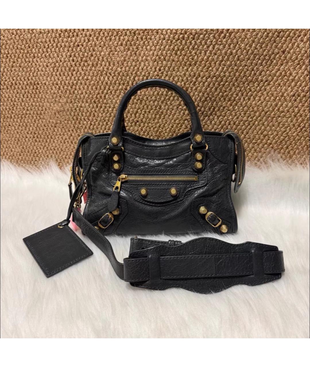 BALENCIAGA Черная кожаная сумка с короткими ручками, фото 4