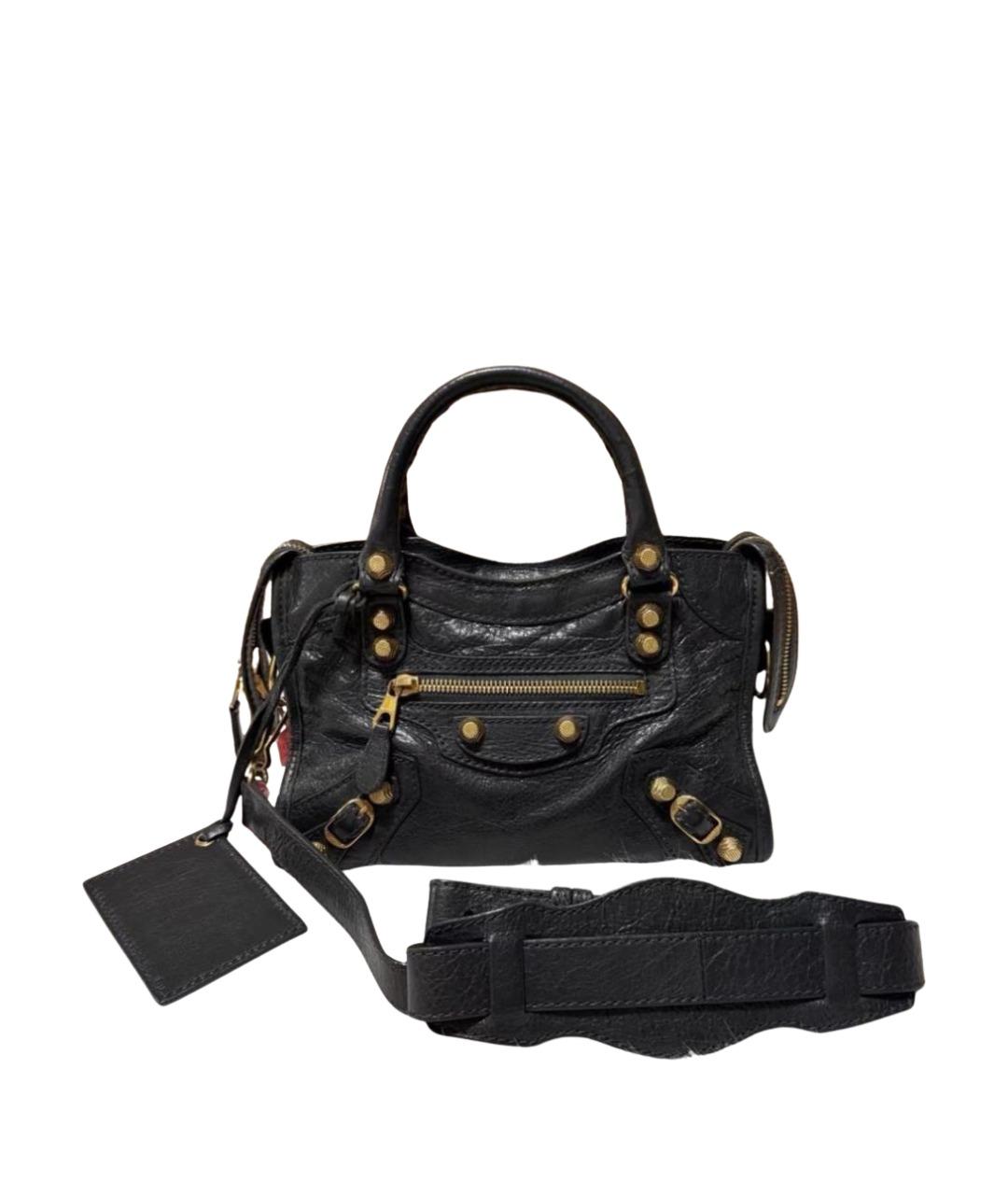 BALENCIAGA Черная кожаная сумка с короткими ручками, фото 1