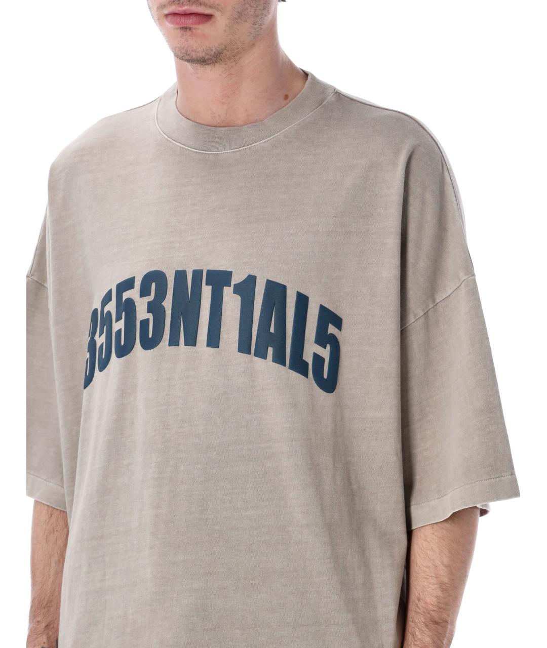 FEAR OF GOD ESSENTIALS Бежевая хлопковая футболка, фото 3