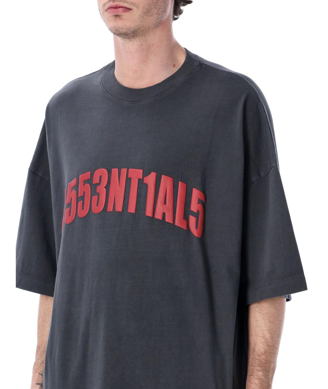 FEAR OF GOD ESSENTIALS Антрацитовая хлопковая футболка, фото 3