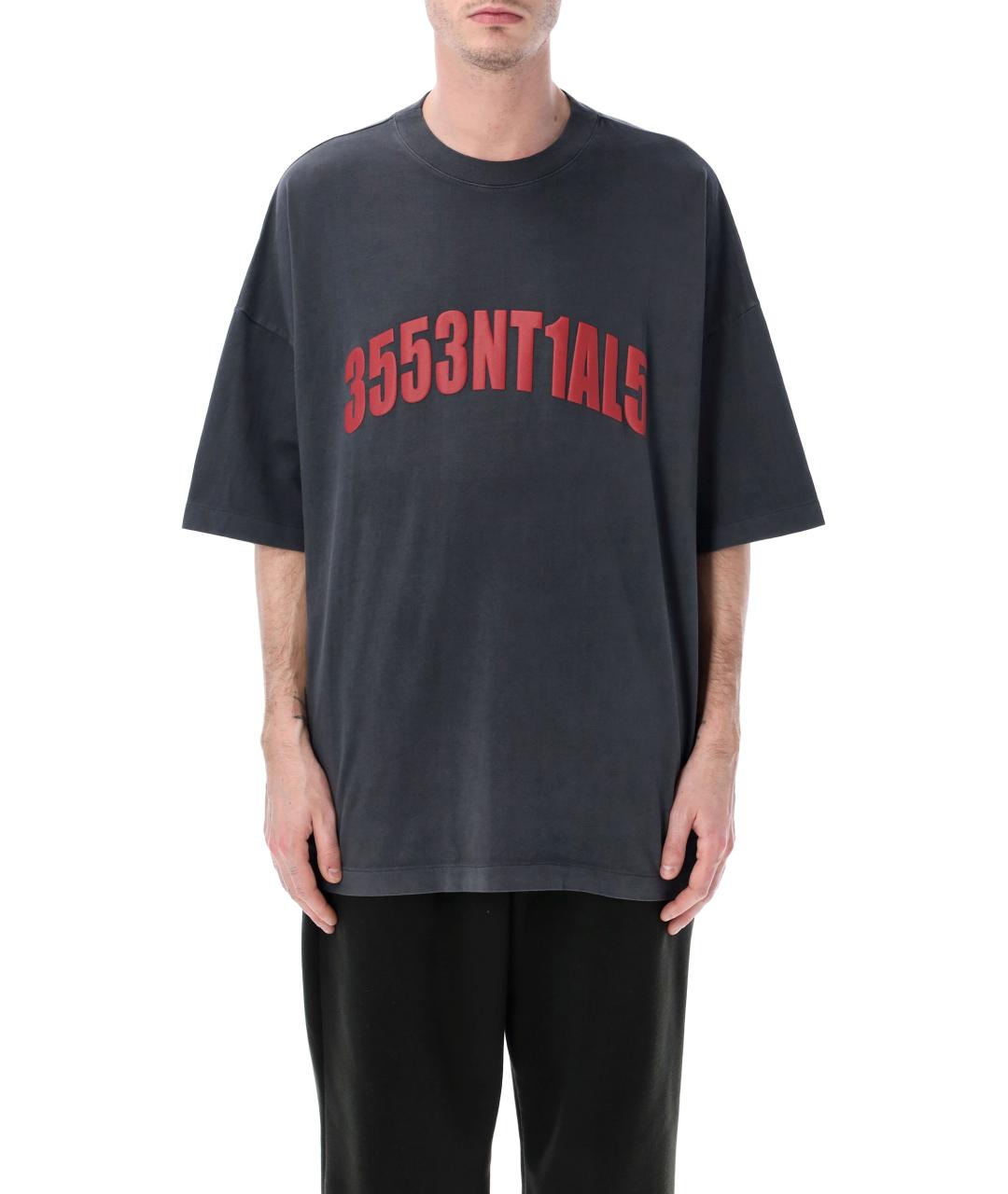 FEAR OF GOD ESSENTIALS Антрацитовая хлопковая футболка, фото 1