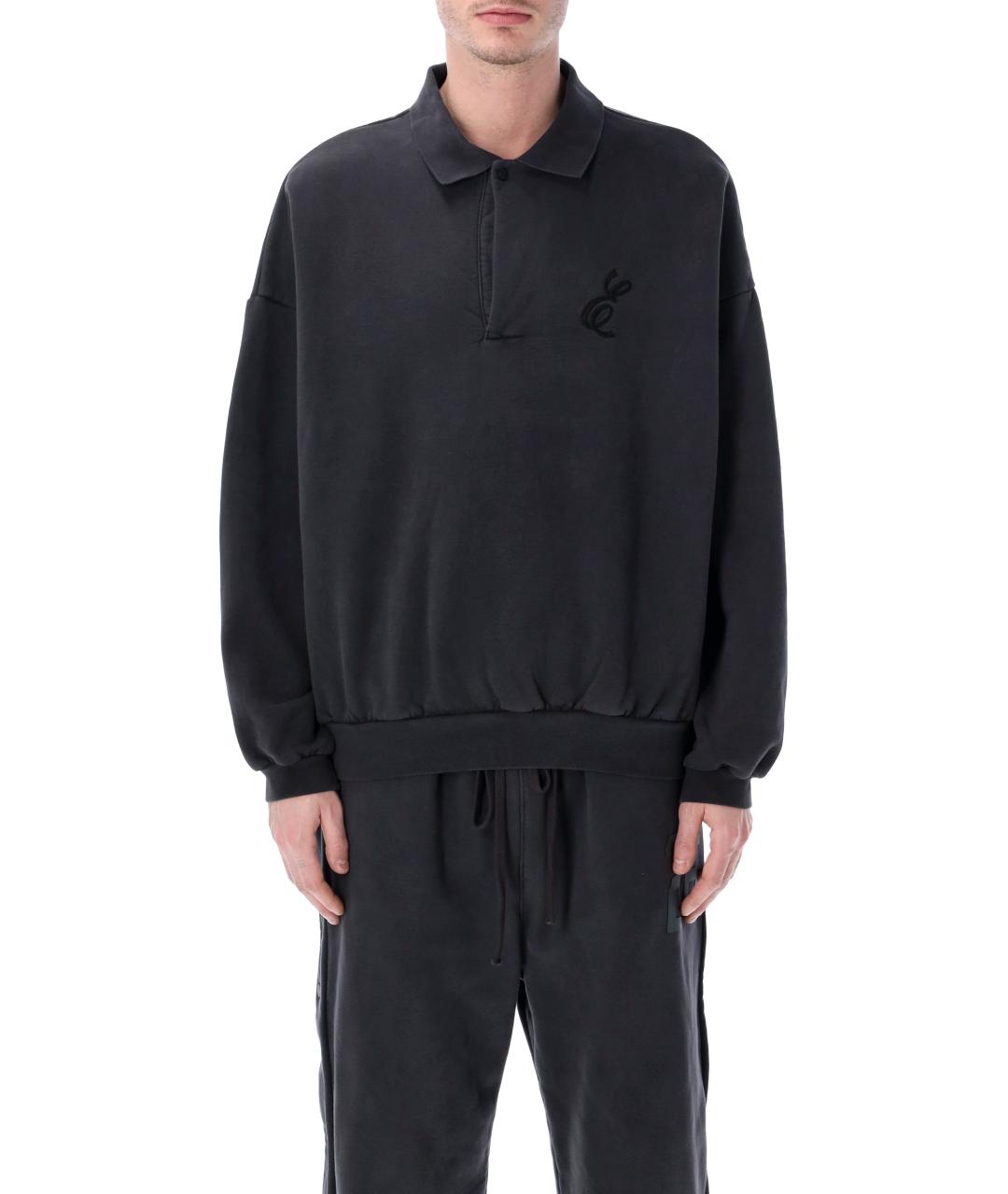 FEAR OF GOD ESSENTIALS Черное хлопковое поло с длинным рукавом, фото 1