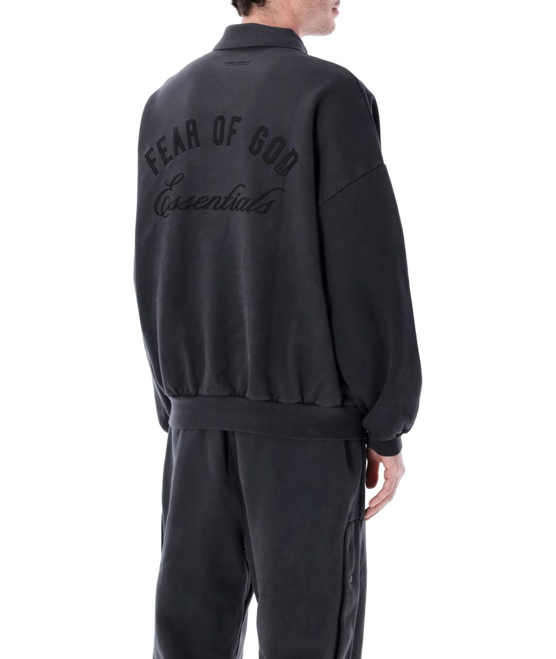 FEAR OF GOD ESSENTIALS Черное хлопковое поло с длинным рукавом, фото 2