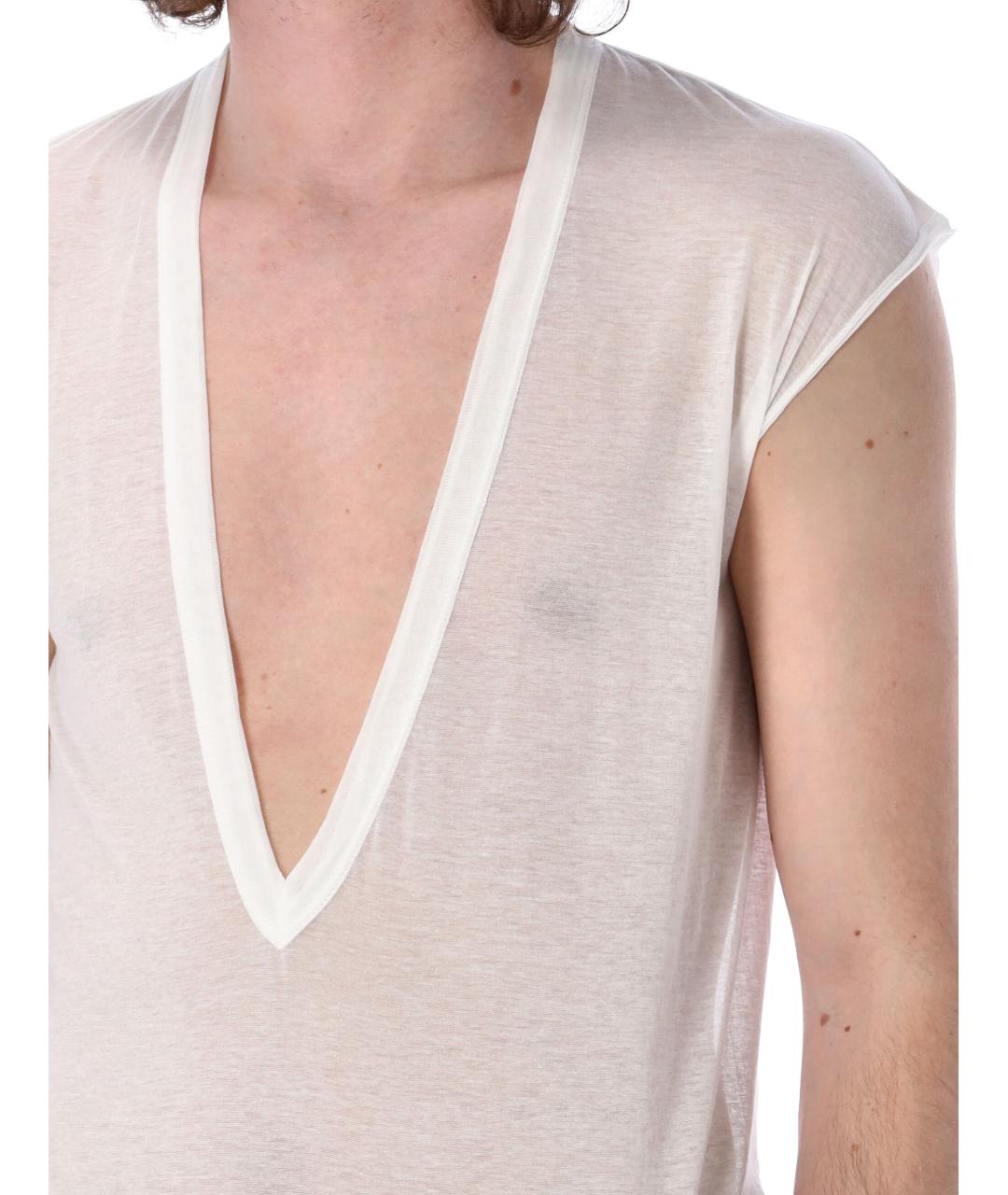 RICK OWENS Белая хлопковая футболка, фото 3