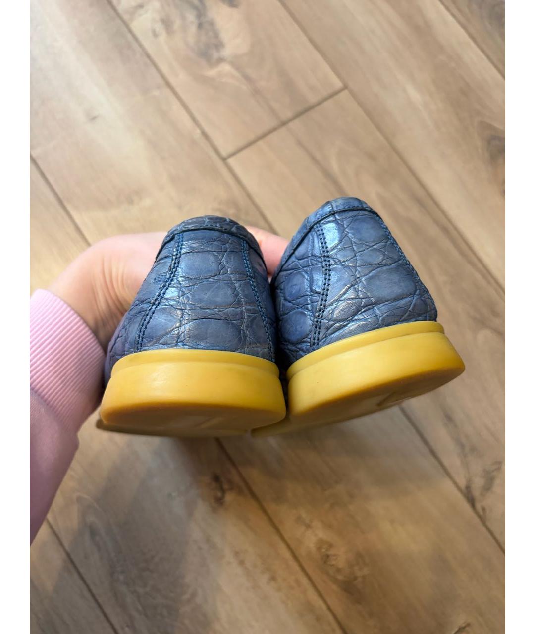 LORO PIANA Синие лоферы из экзотической кожи, фото 4