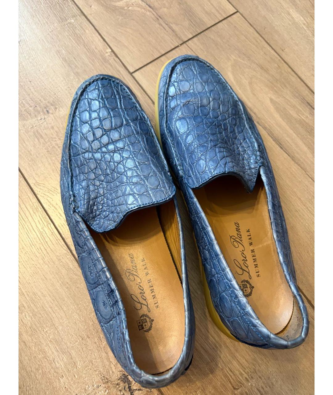 LORO PIANA Синие лоферы из экзотической кожи, фото 3