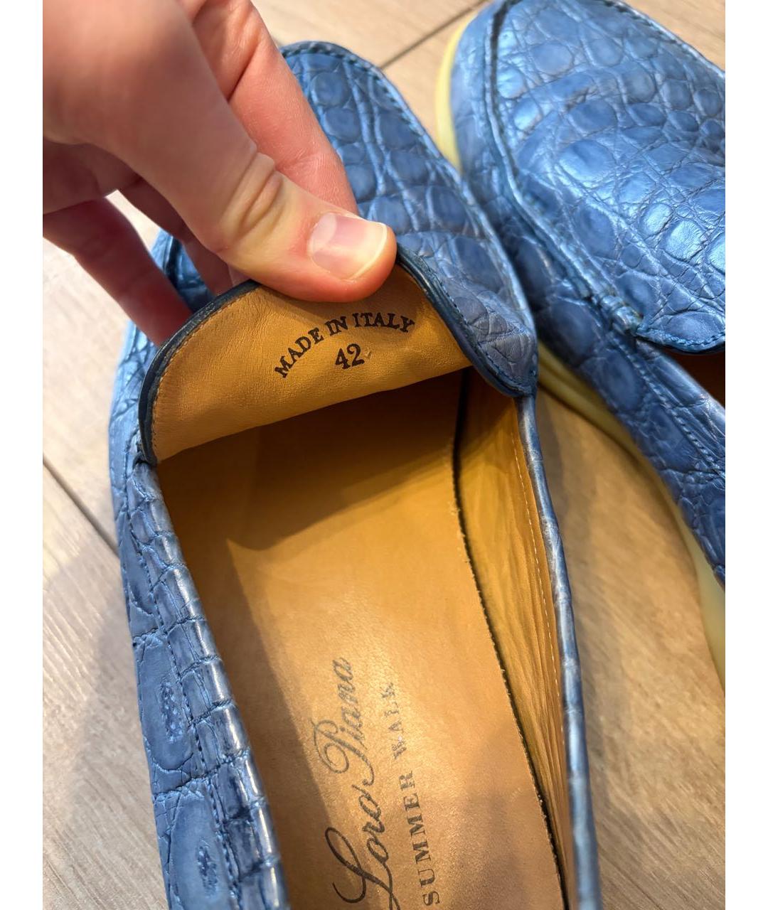 LORO PIANA Синие лоферы из экзотической кожи, фото 6