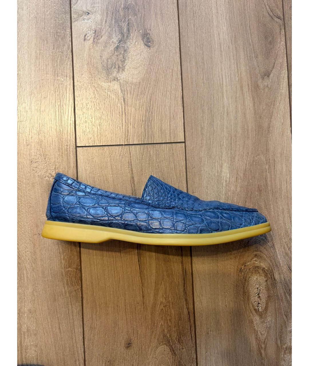 LORO PIANA Синие лоферы из экзотической кожи, фото 7